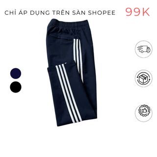 Quần dài nam thể thao 3 sọc ống xuông vải gió 1 lớp co giãn nhẹ thích hợp gym,running,chạy bộ boy phố
