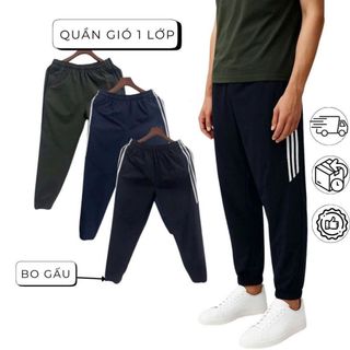 Quần dài nam thể thao 3 sọc bo gấu bốn mùa vải gió cao cấp co giãn nhẹ,khỏe khoắn,cạp chun thoải mái