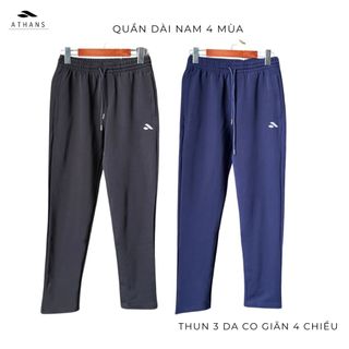 Quần dài nam thể thao ống suông bốn mùa chất thun 2 da cao cấp co giãn 4 chiều,có 3 túi khóa kéo