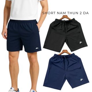 Quần đùi nam thể thao thun 2 da cao cấp đa năng co giãn 4 chiều chơi pickleball tennis running