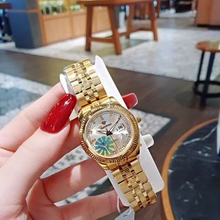 ĐỒNG HỒ NAM NỮ CHÍNH HÃNG FUNMEI F2036 DÂY THÉP MẶT TRÒN SAPHIRE GOLD FULLBOX