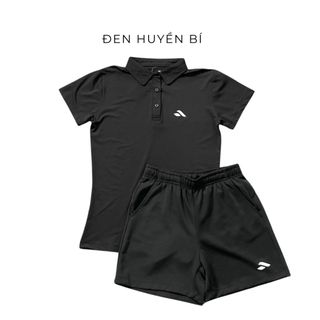 Bộ nữ cộc tay thể thao có cổ thun lạnh co giãn 4 chiều,quần short 2 túi chơi pickleball,tennis