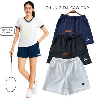 Quần short đùi nữ thể thao thun 2 da co giãn 4 chiều cầu lông,tập gym, yoga ,picklaball, running