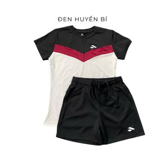 Set thể thao nữ cổ tròn chất thun lạnh co giãn 4 chiều,quần short 2 túi tập gym,cầu lông,chay bộ