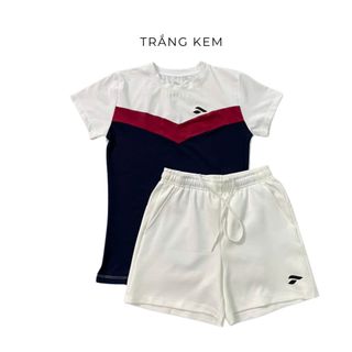 Set thể thao nữ cổ tròn chất thun lạnh co giãn 4 chiều,quần short 2 túi tập gym,cầu lông,chay bộ