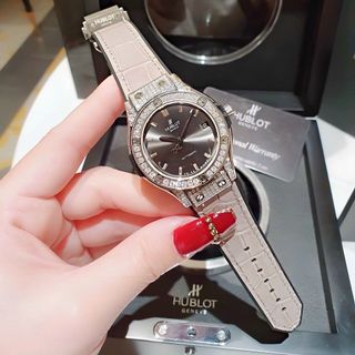 ĐỒNG HỒ CẶP CAO CẤP HUPOT MÁY CƠ VIỀN HỘT DÂY CAO SU BỌC DA