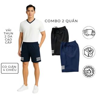 Combo 2 quần short đùi thun 2 da cao cấp co giãn 4 chiều êm mát thích hợp pickleball tennis cầu lông running boy phố