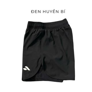 Quần short đùi nữ thể thao gió 2 lớp, ngoài gió co giãn nhẹ,lớp trong thun co giãn 4 chiều tập gym