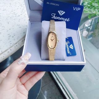 ĐỒNG HỒ NỮ CHÍNH HÃNG FUNMEI FL2147 MẶT OVAN DÂY LƯỚI LỤA FULLBOX TEM