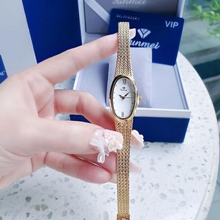 ĐỒNG HỒ NỮ CHÍNH HÃNG FUNMEI FL2147 MẶT OVAN DÂY LƯỚI LỤA FULLBOX TEM