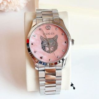 ĐỒNG HỒ NỮ CAO CẤP GUCHY MẶT MÈO DÂY THÉP BẠC