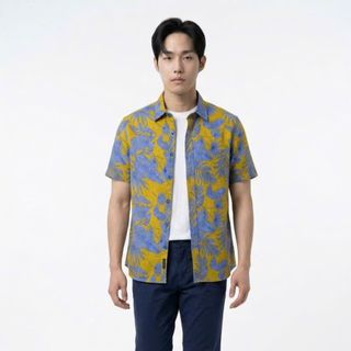 Áo sơ mi nam. Chất liệu lenin mềm mại, mát và ít nhăn.