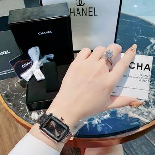 SALE ĐỒNG HỒ NỮ CAO CẤP CHANEU DÂY LƯỚI FULL ĐEN