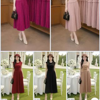 Đầm liền dự tiệc, chân váy xếp ly, dáng xòe giúp che khuyết điểm, dự tiệc chất liệu cotton co giãn, mềm mại, dày dặn B14