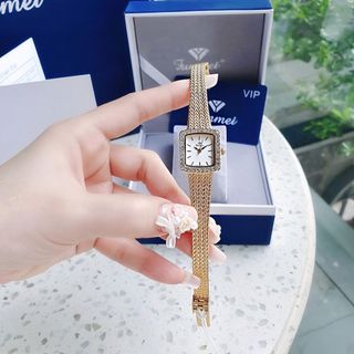 ĐỒNG HỒ NỮ CHÍNH HÃNG FUNMEI FL2144 MẶT VUÔNG DÂY LƯỚI LỤA FULLBOX TEM