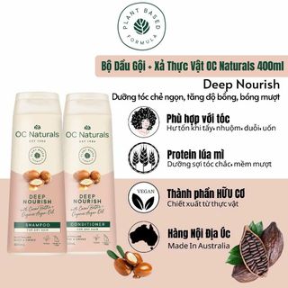 Combo Dầu Gội & Xả Phục Hồi Tóc Hư Tổn Coco Repair OC NATURALS 400ml Hàng nội địa Úc, thuần chay có nhãn Vegan