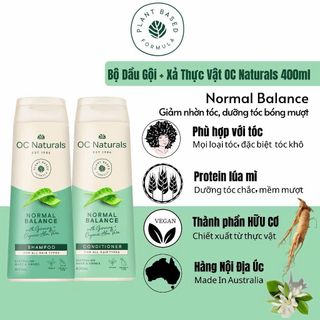 Combo Dầu Gội & Xả Phục Hồi Tóc Hư Tổn Coco Repair OC NATURALS 400ml Hàng nội địa Úc, thuần chay có nhãn Vegan