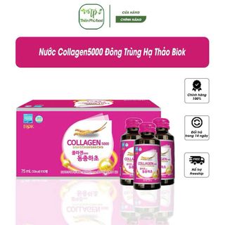 Nước Collagen 5000 Đông Trùng Hạ Thảo Biok hỗ trợ ngăn ngừa quá trình lão hóa, tăng cường đề kháng Hộp 10 chai x 75ml