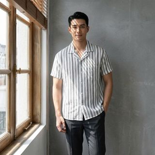 SƠ MI SỌC NAM. Chất vải cotton thêu cao cấp thoáng mát.