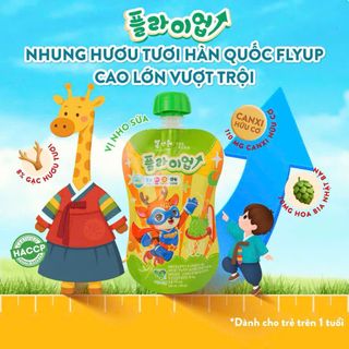 Nước uống nhung hươu tươi Fly Up hỗ trợ trẻ tăng chiều cao  cho bé từ 1 tuổi trở lên . Hộp 10 gói * 100ml vị Dâu và Nho Sữa