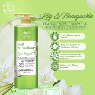 Sữa Tắm Hương Nước Hoa On The Body Soft & Radiant Làm Sạch Da Dịu Nhẹ, Hỗ Trợ Cấp Ẩm 1000ml