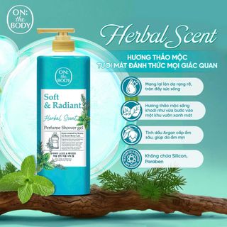 Sữa Tắm Hương Nước Hoa On The Body Soft & Radiant Làm Sạch Da Dịu Nhẹ, Hỗ Trợ Cấp Ẩm 1000ml