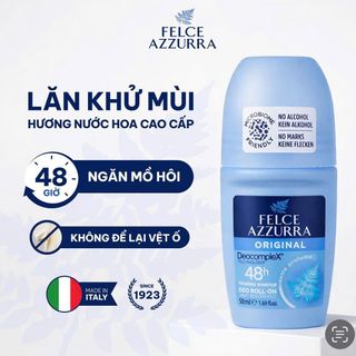 Lăn Khử Mùi Nữ FELCE AZZURRA Hương Nước Hoa Ý Dưỡng Da, Ngăn Mùi Mồ Hôi Suốt 48h 50ml