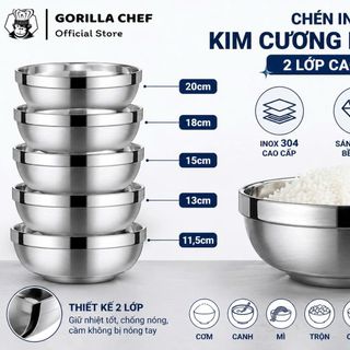 CHÉN INOX KIM CƯƠNG HÀN QUỐC 2 LỚP 11,5CM (T360)