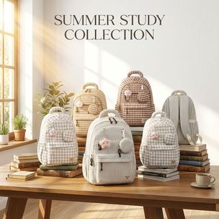 BALO ĐI HỌC CARO KÈM MÓC KHÓA + VÍ A1220 – XINH XỈU CHO NỮ SINH - PIPI STORE
