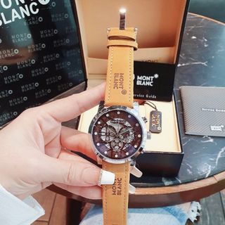 SĂN SALE ĐỒNG HỒ NAM TRUNG CẤP MONBLAN DÂY DA LỘN MẶT CHONOGRAP CHẤM TRẮNG