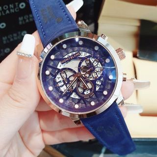 SĂN SALE ĐỒNG HỒ NAM TRUNG CẤP MONBLAN DÂY DA LỘN MẶT CHONOGRAP CHẤM TRẮNG
