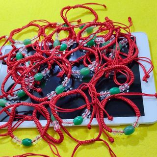 Vòng tay mặt màu xanh lá dây rút vòng tay xinh
