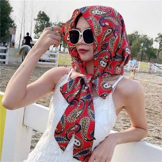 Khăn trùm đầu chống nắng - Khăn choàng đa năng vải lụa