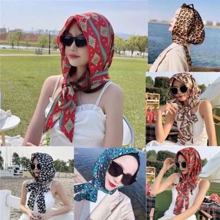 Khăn trùm đầu chống nắng - Khăn choàng đa năng vải lụa