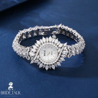 ĐỒNG HỒ NỮ CHÍNH HÃNG BRIDE TALKK OVAN LÁ CHÉO ĐÍNH PHA LÊ FULLBOX HÃNG