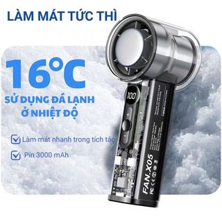 QUẠT SẠC TÍCH ĐIỆN CẦM TAY X05 CÓ SÒ LẠNH