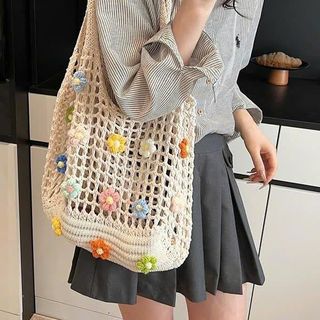 TÚI LƯỚI MÓC LEN HOA VINTAGE SIÊU XINH CHUẨN STYLE HÀN - PIPI STORE