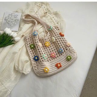 TÚI LƯỚI MÓC LEN HOA VINTAGE SIÊU XINH CHUẨN STYLE HÀN - PIPI STORE