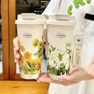 LY GIỮ NHIỆT INOX 500ML HOẠ TIẾT HOA BỐN MÙA