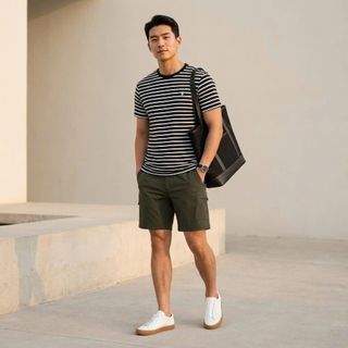 Áo Polo sọc.  Chất liệu cotton dệt xịn.