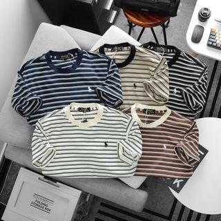 Áo Polo sọc.  Chất liệu cotton dệt xịn.