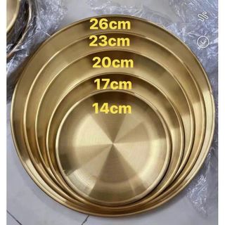 SET 5 DĨA TRÒN INOX MẠ VÀNG SÁNG BÓNG (T100)