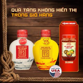 [Tặng Sốt muối chấm] Combo 2 BÌNH GỐM gồm Tôm biển 60N 500ml và Cá cơm vàng 60N 500ml Nước mắm Tĩn