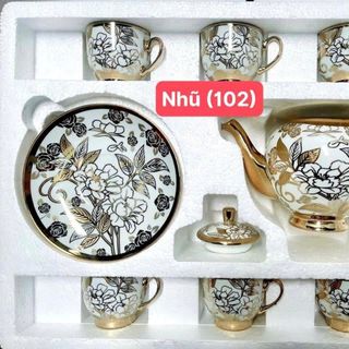BỘ BÌNH TRÀ 6 LY CAO CẤP NHỦ VÀNG HOÀNG GIA