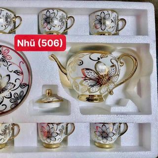 BỘ BÌNH TRÀ 6 LY CAO CẤP NHỦ VÀNG HOÀNG GIA