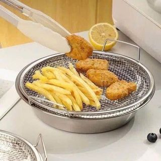 KHAY INOX RÁO DẦU KÈM VỈ LƯỚI 20CM