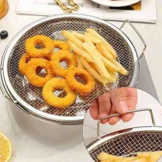 KHAY INOX RÁO DẦU KÈM VỈ LƯỚI 20CM