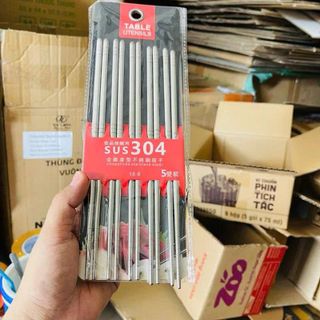VỈ 5 ĐÔI ĐŨA INOX 304 CHỐNG TRƯỢT HÀN QUỐC CAO CẤP (T300)