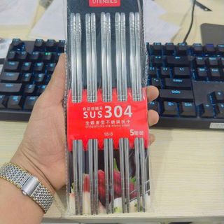 VỈ 5 ĐÔI ĐŨA INOX 304 CHỐNG TRƯỢT HÀN QUỐC CAO CẤP (T300)