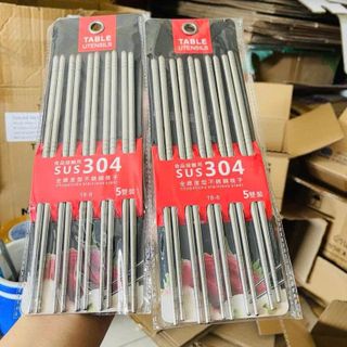 VỈ 5 ĐÔI ĐŨA INOX 304 CHỐNG TRƯỢT HÀN QUỐC CAO CẤP (T300)